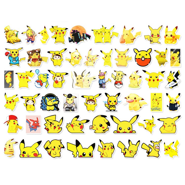 Bộ 54 Sticker hoạt hình Pikachu