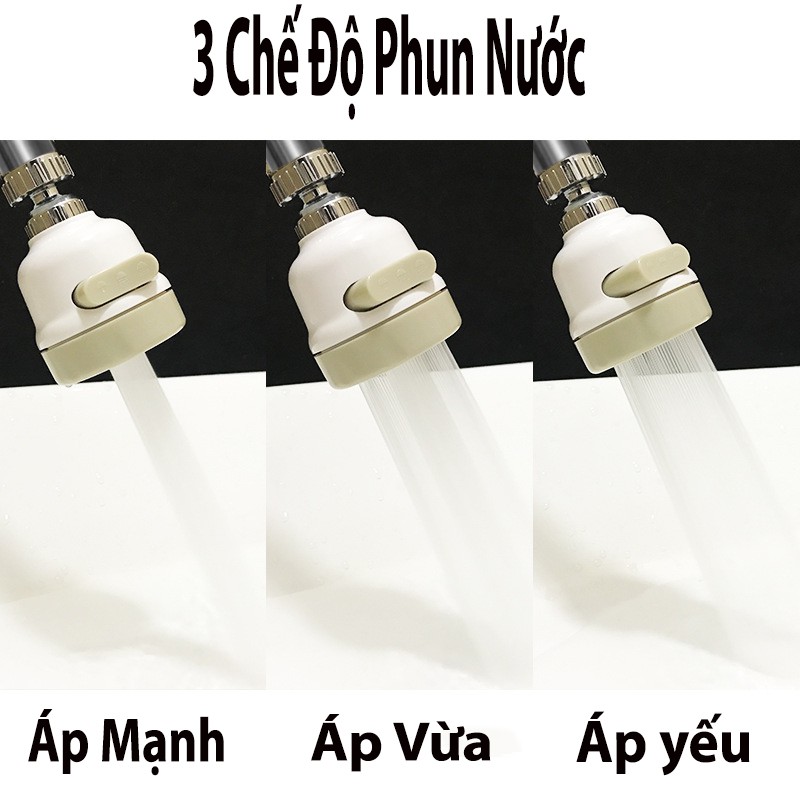 Đầu Vòi Rửa Bát Tăng Áp - 3 Chế Độ Nước - Xoay 360 Độ