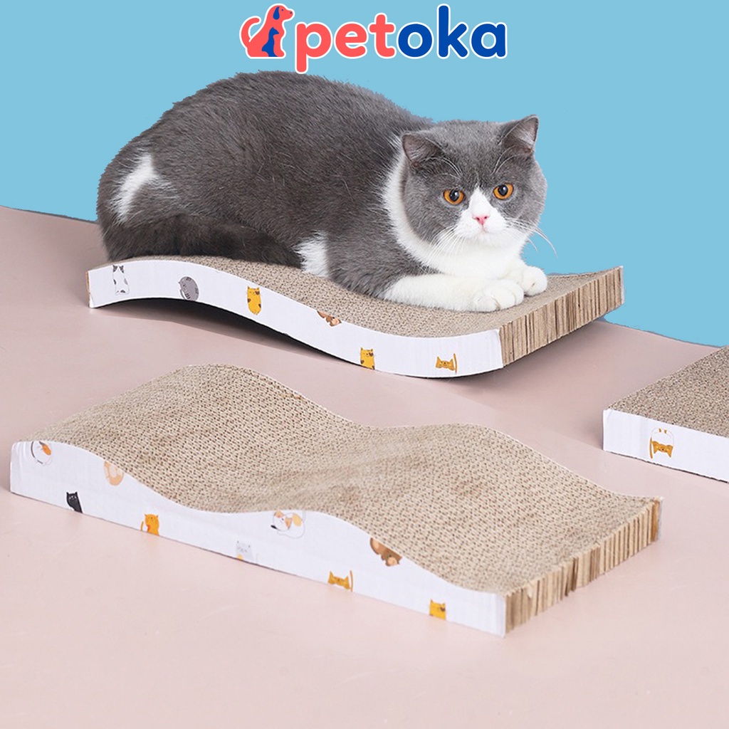 Bàn cào móng cho mèo giá rẻ bằng bìa carton kèm gói cỏ bạc hà Catnip