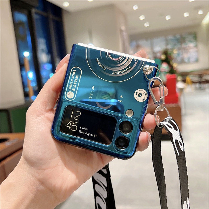 Ốp lưng Samsung Galaxy Z Flip 3 / Galaxy Z Flip3 / Galaxy ZFlip3 hình camera kèm dây đeo chéo thời trang