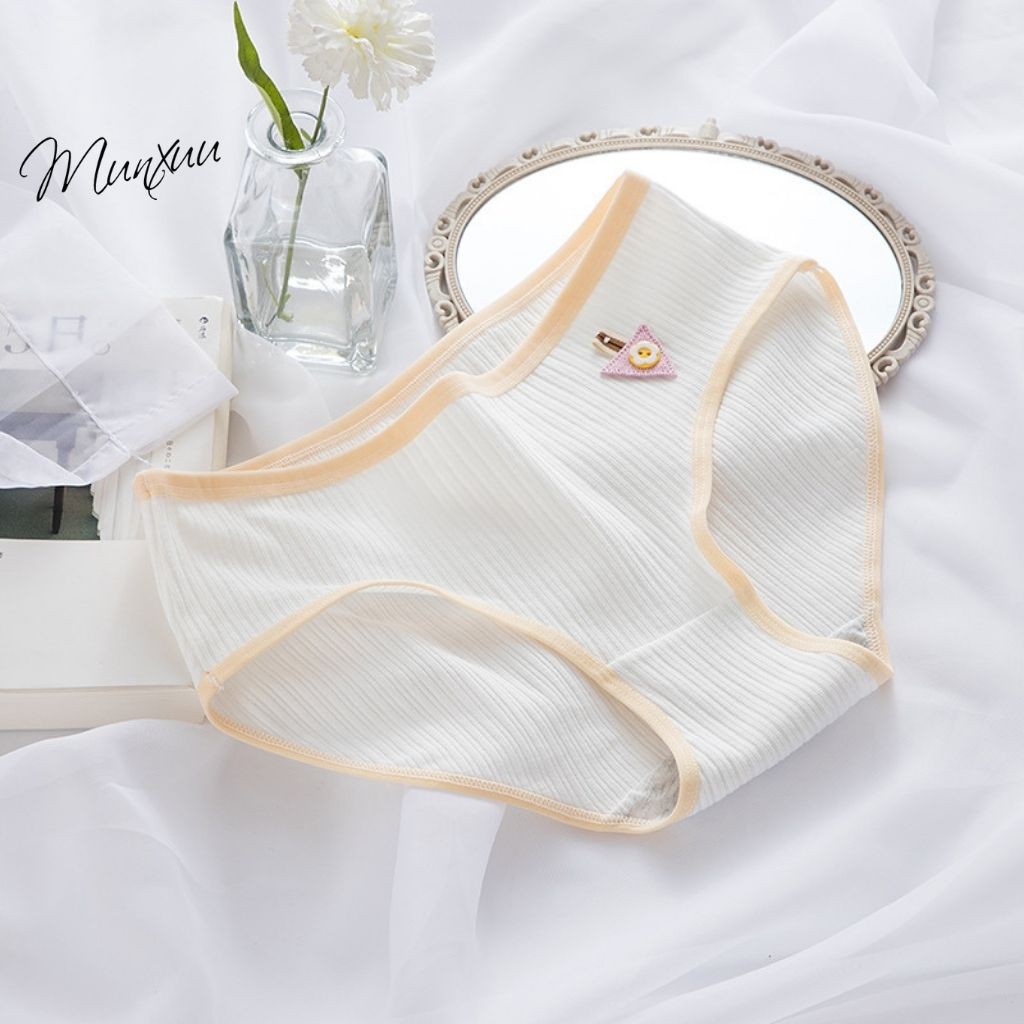 Quần lót nữ Cotton phối hình dễ thương, gân tăm co dãn mềm mại thông thoáng - MUNXUU QC76 | BigBuy360 - bigbuy360.vn