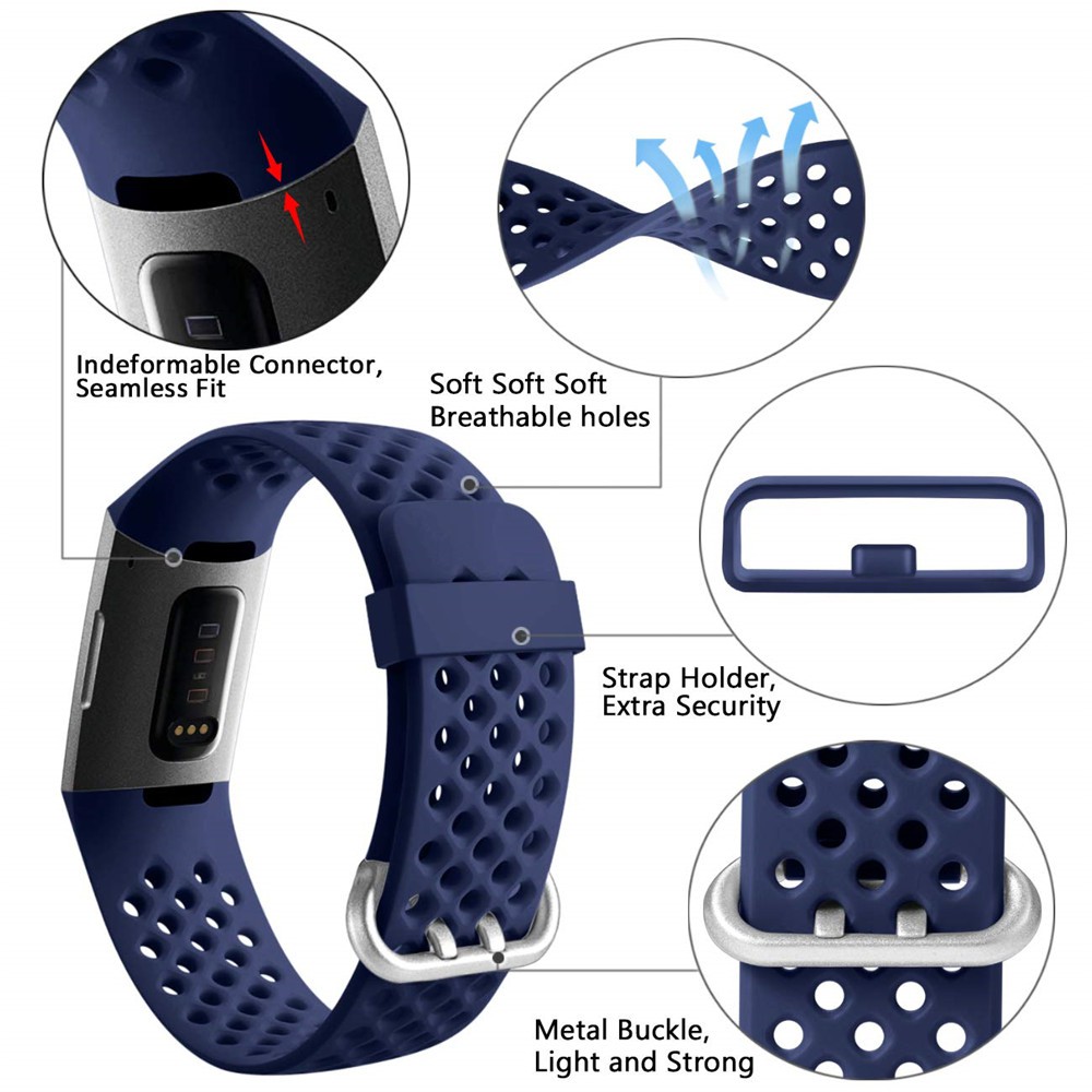 Dây đeo thay thế bằng silicone thoáng khí cho Fitbit Charge 3 4
