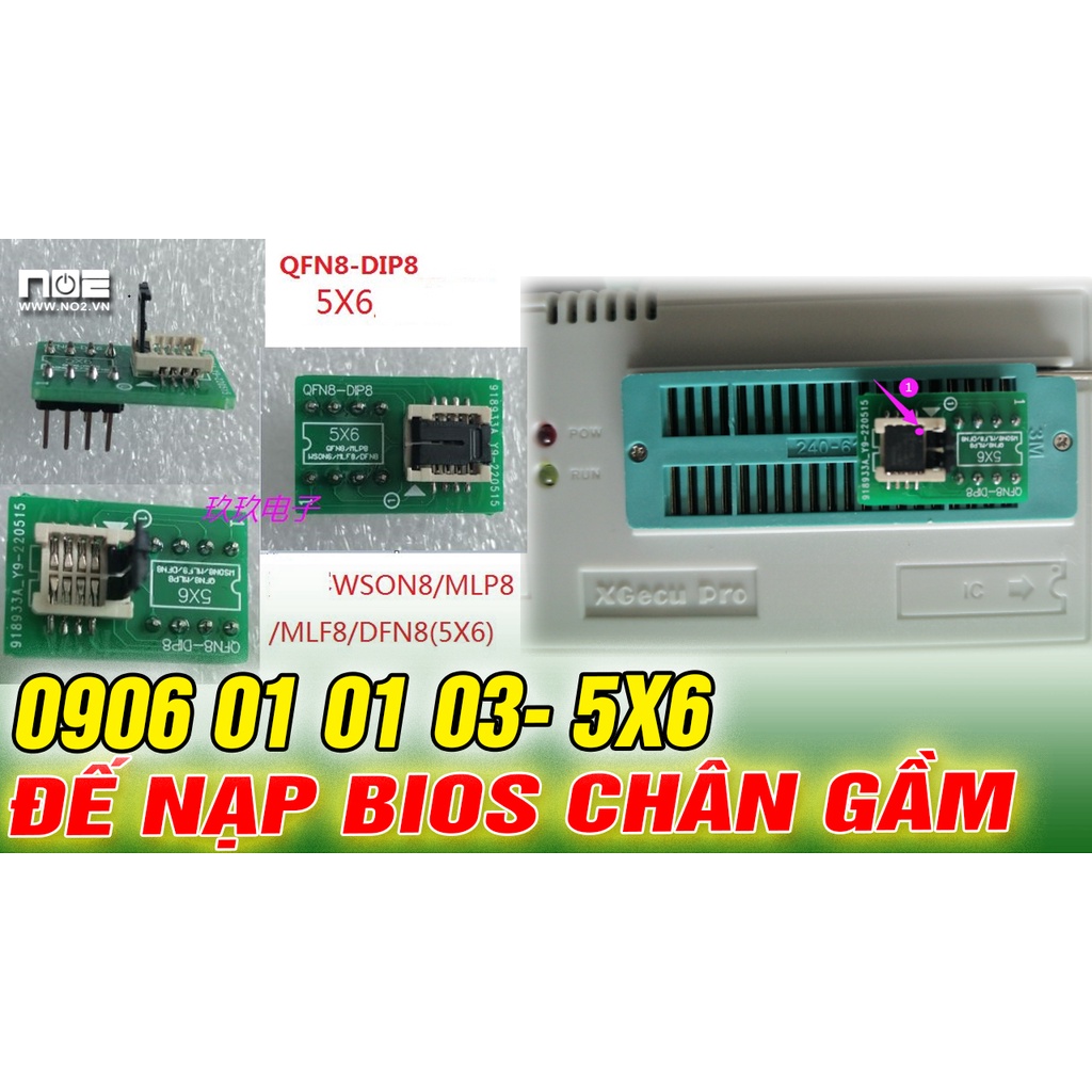Đế nạp bios chân gầm QFN8 /WSON8/MLF8/MLP8/DFN8 to DIP8