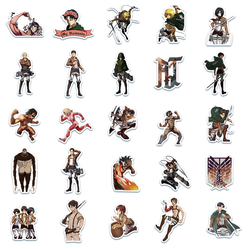 Bộ sưu tập 50 Sticker Attack on Titan sticker anime chống nước