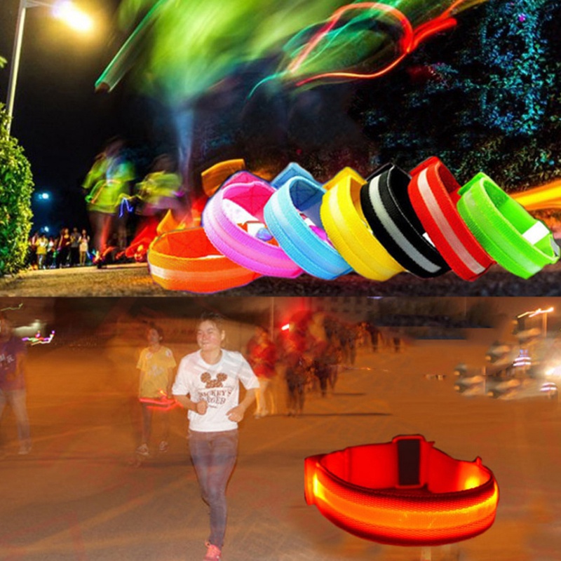 Đèn Led Vòng Tay Vòng Tay Dạ Quang Băng Đeo Tay Thể Thao Vải Nylon Phát Sáng An Toàn Phản Quang Băng Tay Cho Ban Đêm Chạy Đi Xe Đạp
