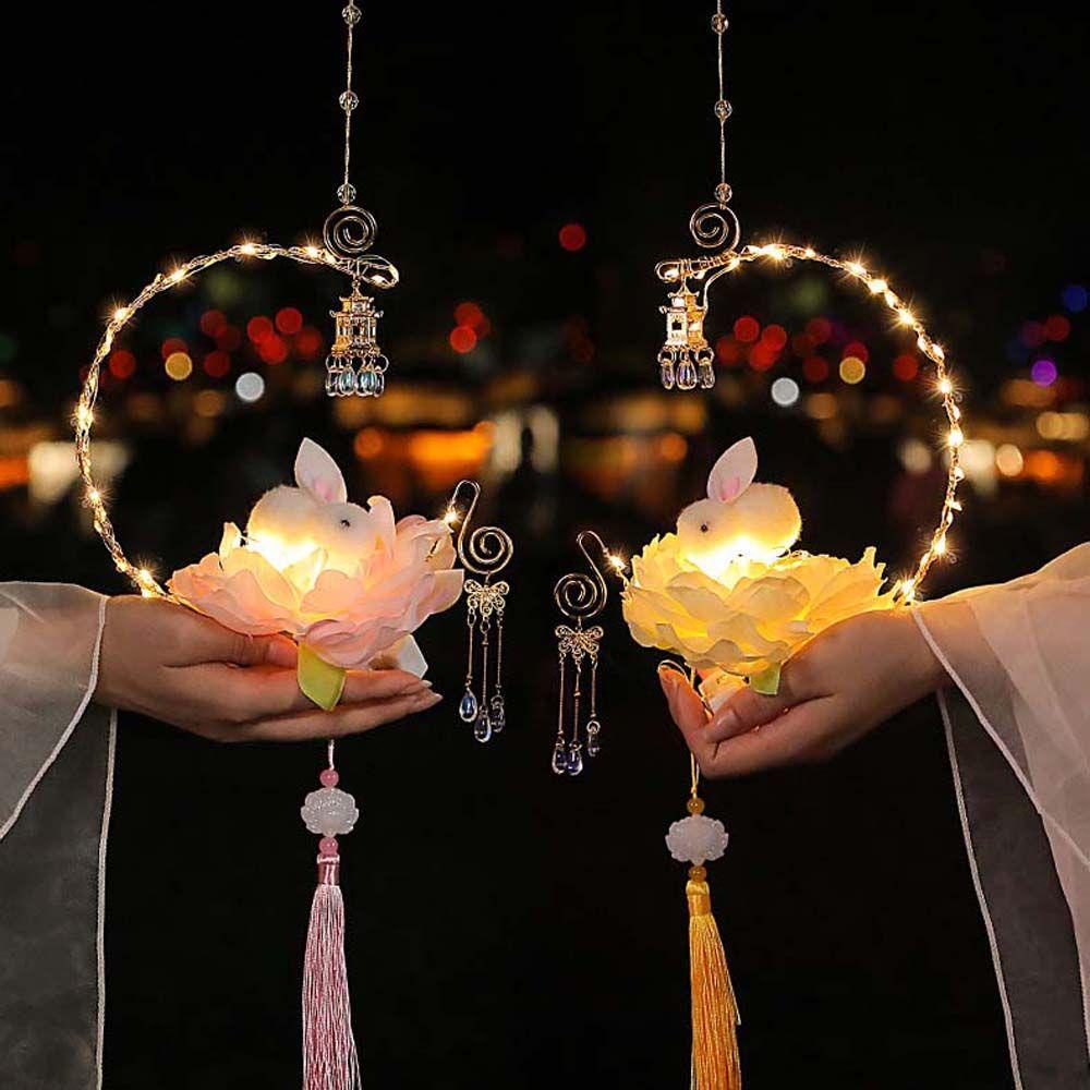 Mocho Lồng Đèn Hình Thỏ Lông Vũ Thủ Công Phong Cách Mùa Thu Trung Thu Sành Điệu
