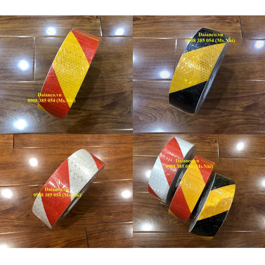 Băng keo phản quang bản 5cm hoạt tiết chéo nhiều màu lựa chọn- Hình thật