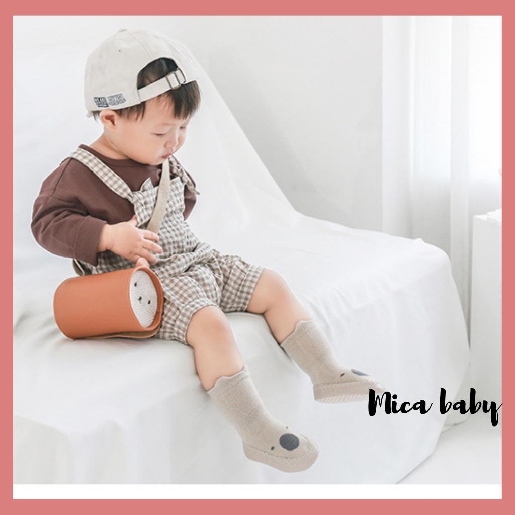Giày tất tập đi chống trơn trượt hình gấu đáng yêu cho bé Mica baby T08