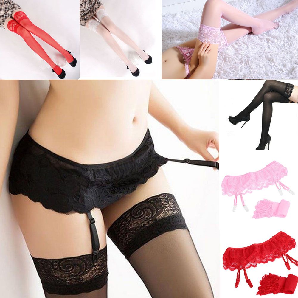 Bộ Vớ Ren Cao Qua Gối + Đai Nịt Bít Tất Thời Trang Gợi Cảm Cho Nữ