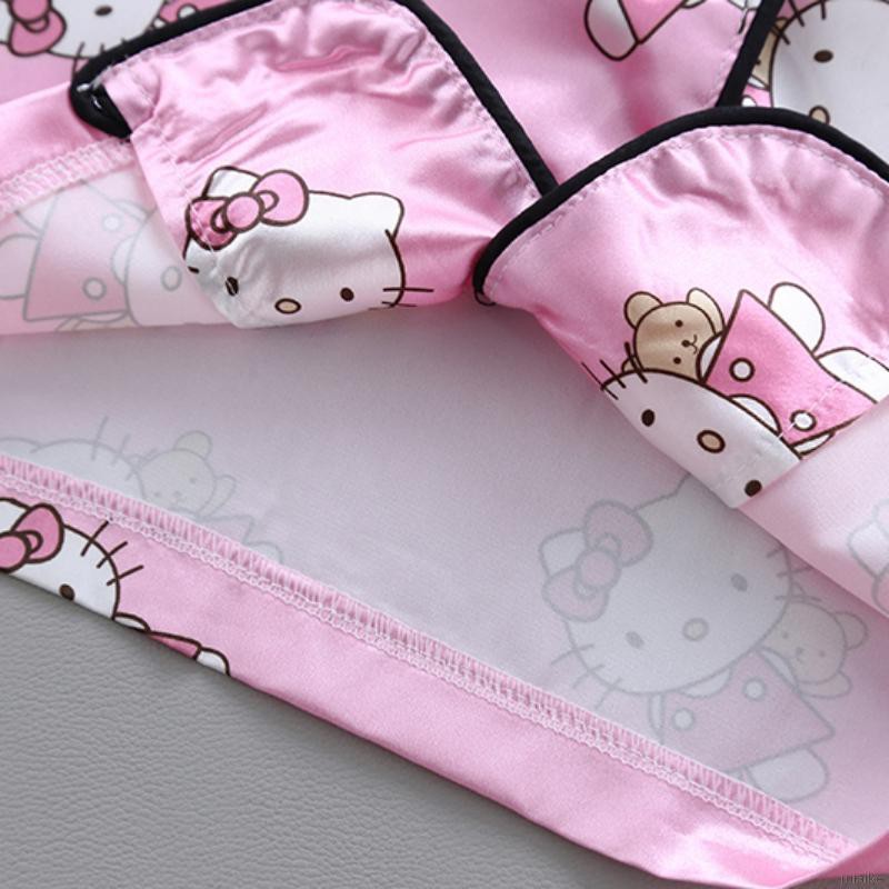 Bộ Đồ Ngủ Pijama Dài Tay In Hình Mèo Dễ Thương Cho Bé Từ 1-6 Tuổi