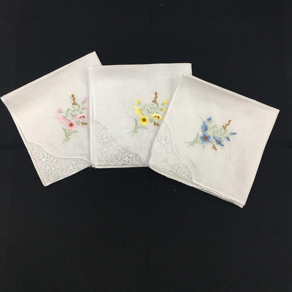 Bộ 6 Khăn Tay Thêu Hoa 100% Cotton