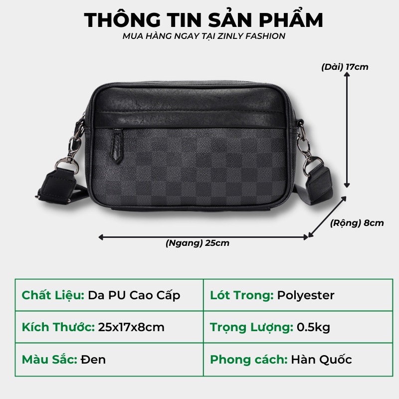 Túi Đeo Chéo Nam Nữ Da PU Thời Trang Cao Cấp Chống Nước, Túi Xách Nam Chất Liệu PU Bền Đẹp - Zinly