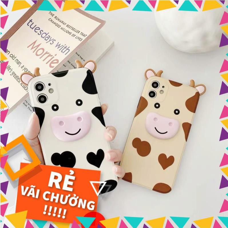 Xả Hết- Ốp lưng Bò Sữa cute Iphone 6/7/6Plus/7Plus/8Plus/X/Xs/XsMax/Xr/11Pro/11/11ProMax/12Mini/12/12Pro/12ProMax