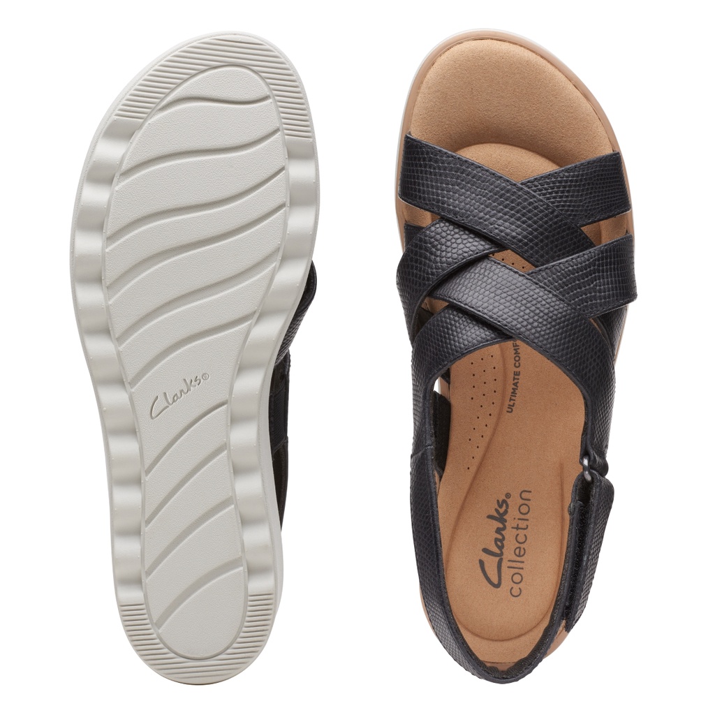 Giày Sandal Đế Xuồng Nữ Clarks Jillian Spring màu đen