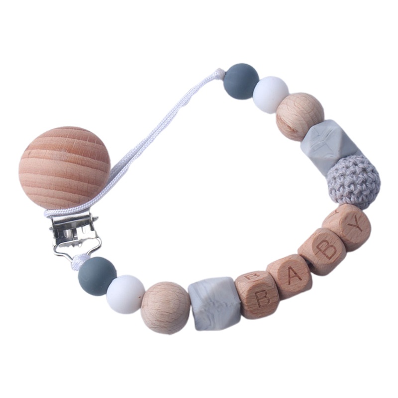 Giá Đỡ Núm Vú Giả Ngậm Mọc Răng Bằng Silicon Phối Chuỗi Hạt Xinh Xắn Cho Bé Sơ Sinh