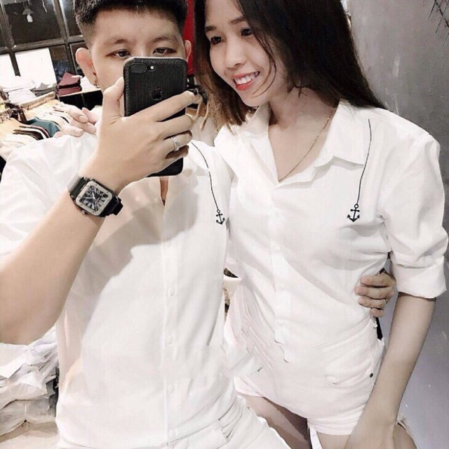 Áo sơmi cặp nam nữ