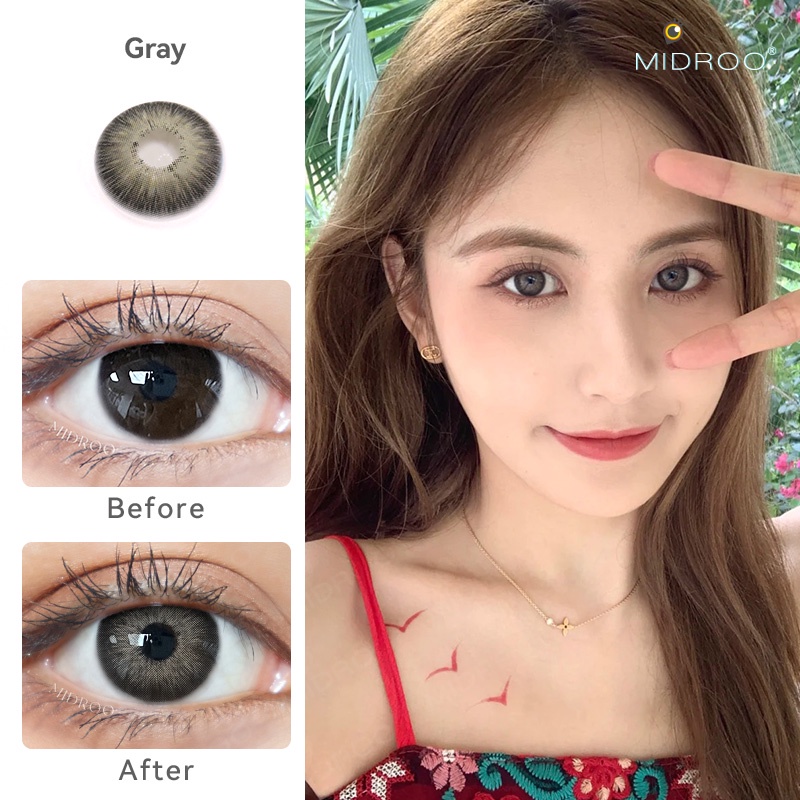 Cặp kính áp tròng UYAAI Pattaya 14.2mm mềm mại màu xanh lá cây thời trang