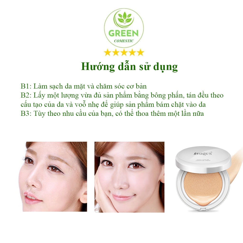 Phấn nước BB Cushion Images che phủ mịn màng lâu trôi cấp ẩm cho làn da đẹp tự nhiên nội địa cao cấp Green Comestic