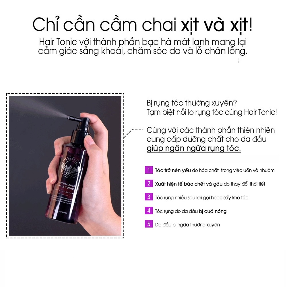 Xịt mọc tóc/dưỡng tóc tinh dầu Terapic Premium Total Hair Tonic 160ml