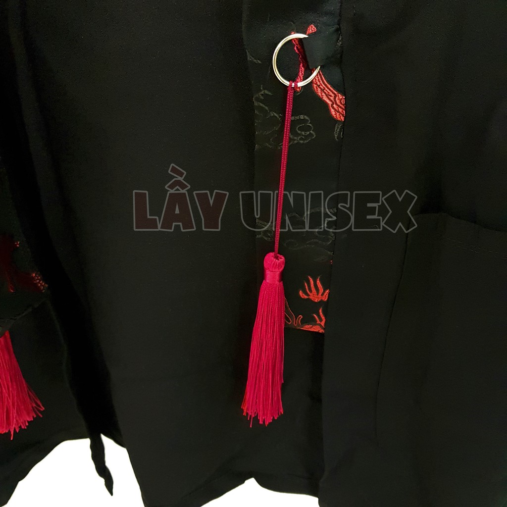 Áo Haori phong cách Nhật Bản phối gấm rồng unisex nam nữ