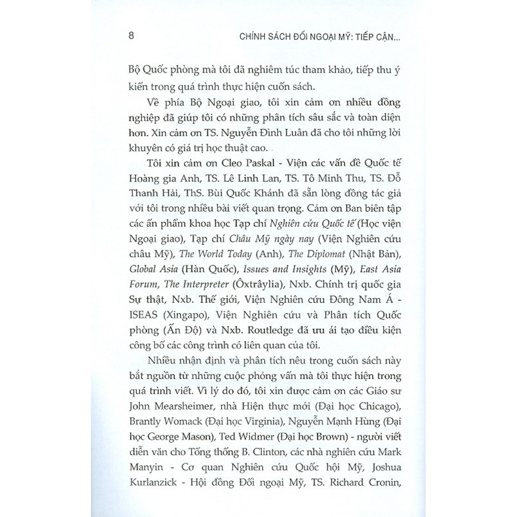 Sách - Chính Sách Đối Ngoại Mỹ: Tiếp Cận Từ Thuyết Hiện Thực Mới Và Trường Hợp Việt Nam Sau Khi Bình Thường Hóa Quan Hệ