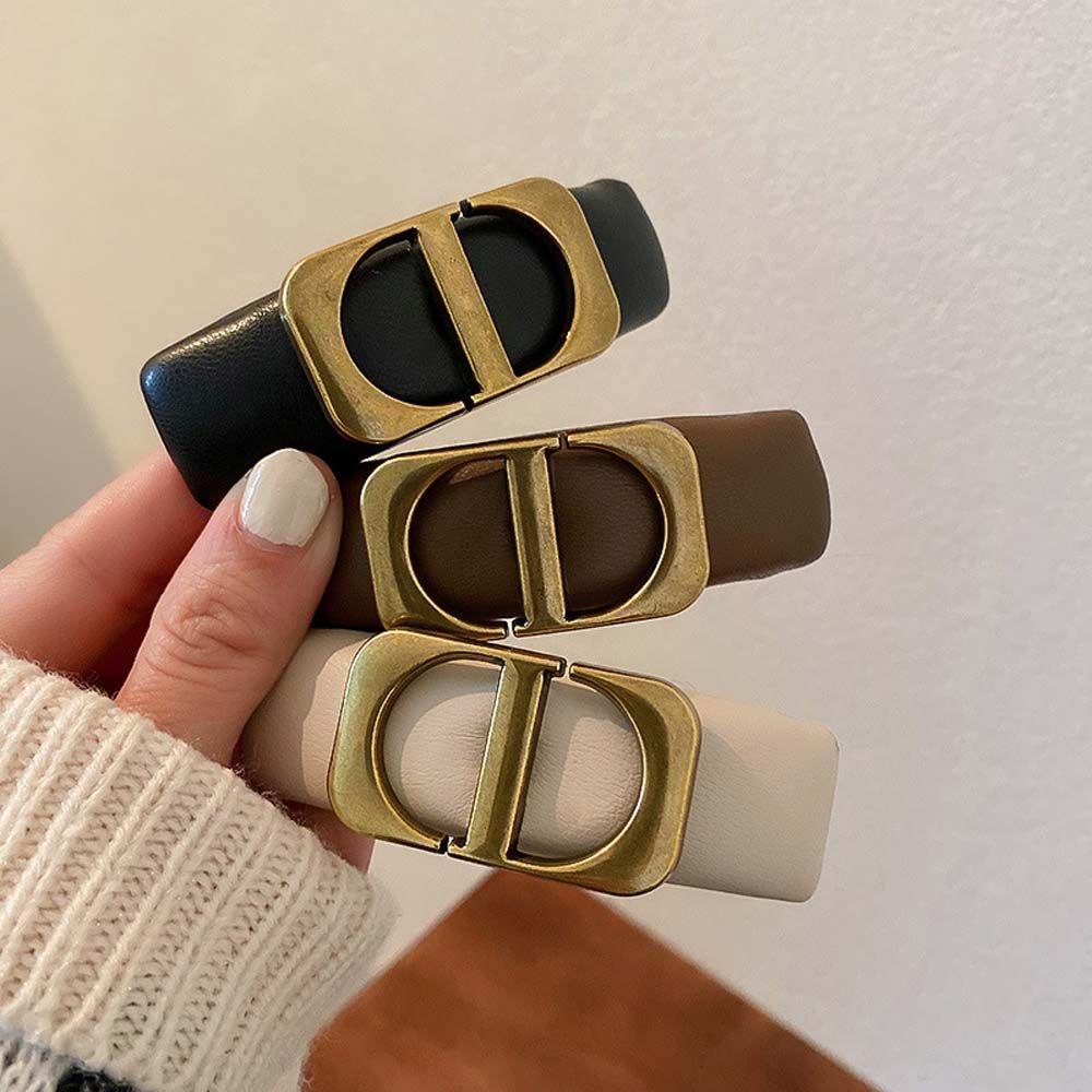 Kẹp Tóc Bằng Xốp Và Da Hình Vuông Phong Cách Hàn Quốc WMES15H