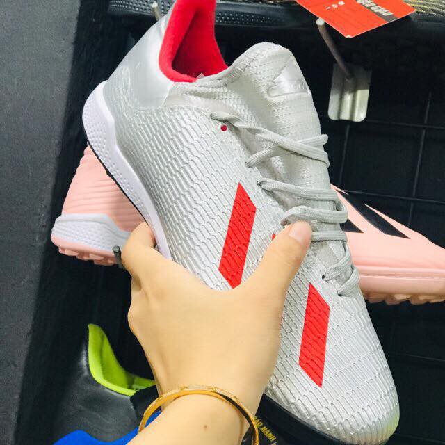 Giày đá bóng Adidas X19.3 Xám ba sọc đỏ Đế mềm 2020