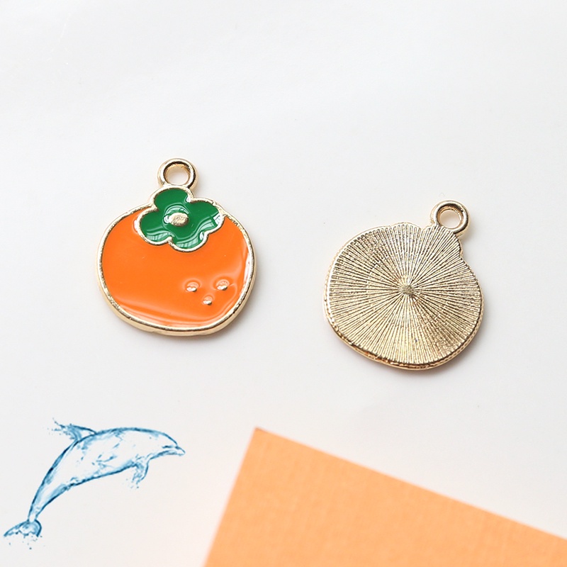Trang Sức Handmade Tự Làm Chất Liệu Thủ Công Phụ Kiện Hợp Kim Dầu Nhỏ Giọt Trái Cây Phiên Bản Hoạt Hình Cam Đầu Lê Dứa Ngựcnut Mặt Dây Chuyền