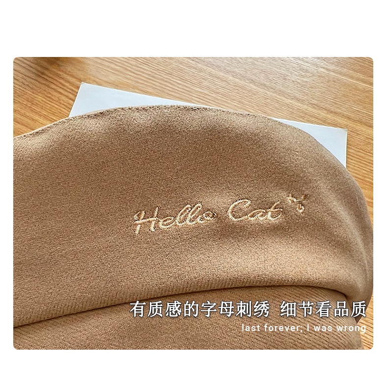 Mũ Nồi Vải Cotton In Hình Mèo Dễ Thương Phong Cách Hàn Quốc Thời Trang Thu Đông Cho Nữ