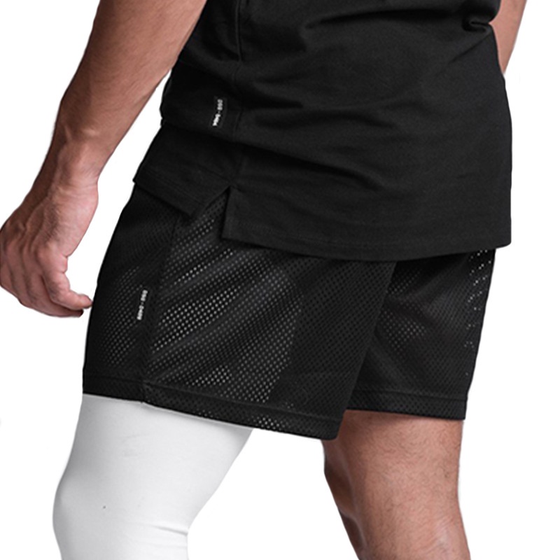 [ GYMEN ] Quần short thể thao nam  thoải mái  nhanh khô chạy bộ thoáng khí  tập thể dục mát mẻ quần bóng rổ  rộng rãi  cỡ lớn  ngoài trời   huấn luyện  hút mồ hôi  lưới
