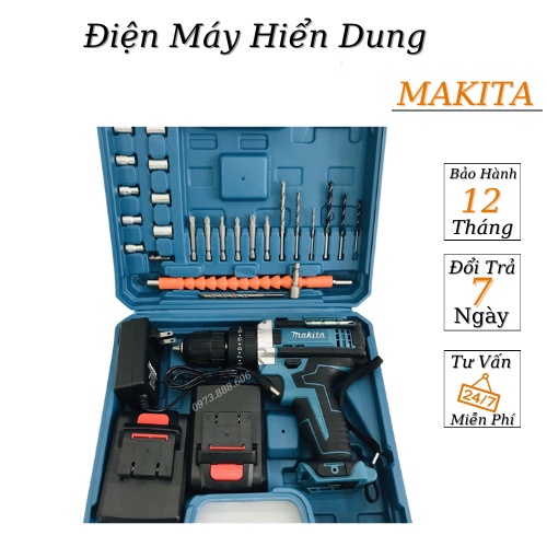 Máy khoan Makita 36V 3 Chức Năng, 24 Phụ Kiện, Khoan Tường Bắn Vít - Hàng Loại 1 Lõi Đồng Không Chổi Than .Hàng Cao Cấp