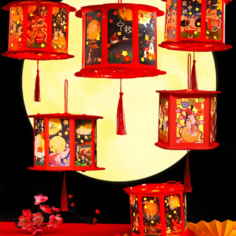 Lồng Đèn Xếp Hình Origami Thủ Công Họa Tiết Hoạt Hình Cổ Điển Sáng Tạo Trang Trí Lễ Hội Mùa Thu Cho Trẻ Em DIY