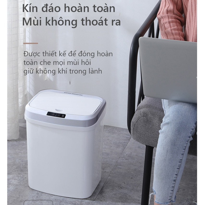 [CAO CẤP] Thùng Rác Thông Minh Thùng Rác Cảm Ứng Siêu Tiện Lợi  Kèm Dây Sạc Điện XIWEI Dung Tích 15L