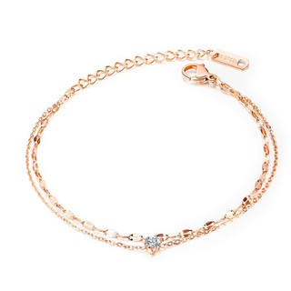 Lắc Tay Nữ Bilyshop Kiểu 2 Tầng 1 Viên Đá Đơn Giản Thanh Lịch Titan Ko Đen Ko Ngứa TT 2222