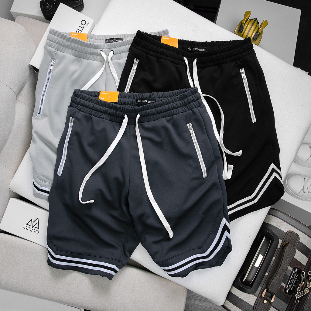 Quần Short Nam, Quần Thể Thao HUTTON Chất liệu Poly Co dãn 4 chiều