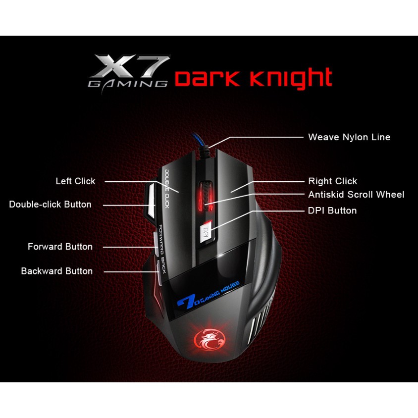 Chuột Gaming X7 có dây tích hợp đèn LED 5500 DPI cao cấp