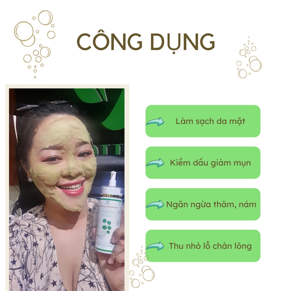 Sữa rửa mặt tạo bọt rau má V9Queen, giúp giảm mụn mờ thâm nám tàn nhang dưỡng trắng da