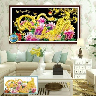 Siêu Sale Tranh đính đá long phụng sum vầy160x75cm hàng sẵn