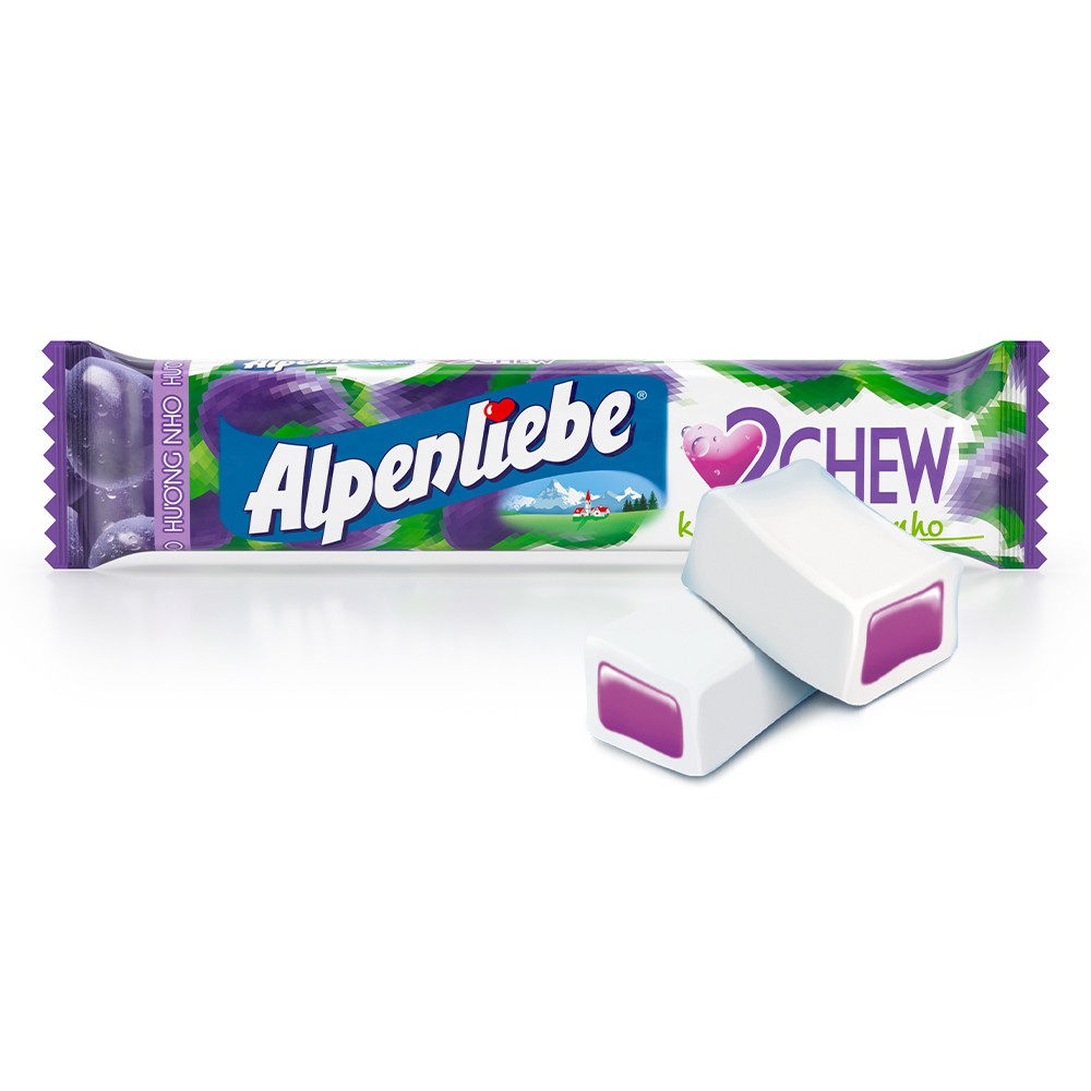 [Mã FMCGMALL -8% đơn 250K] Kẹo Mềm Alpenliebe 2Chew Hương Nho (Hộp 16 Thỏi)