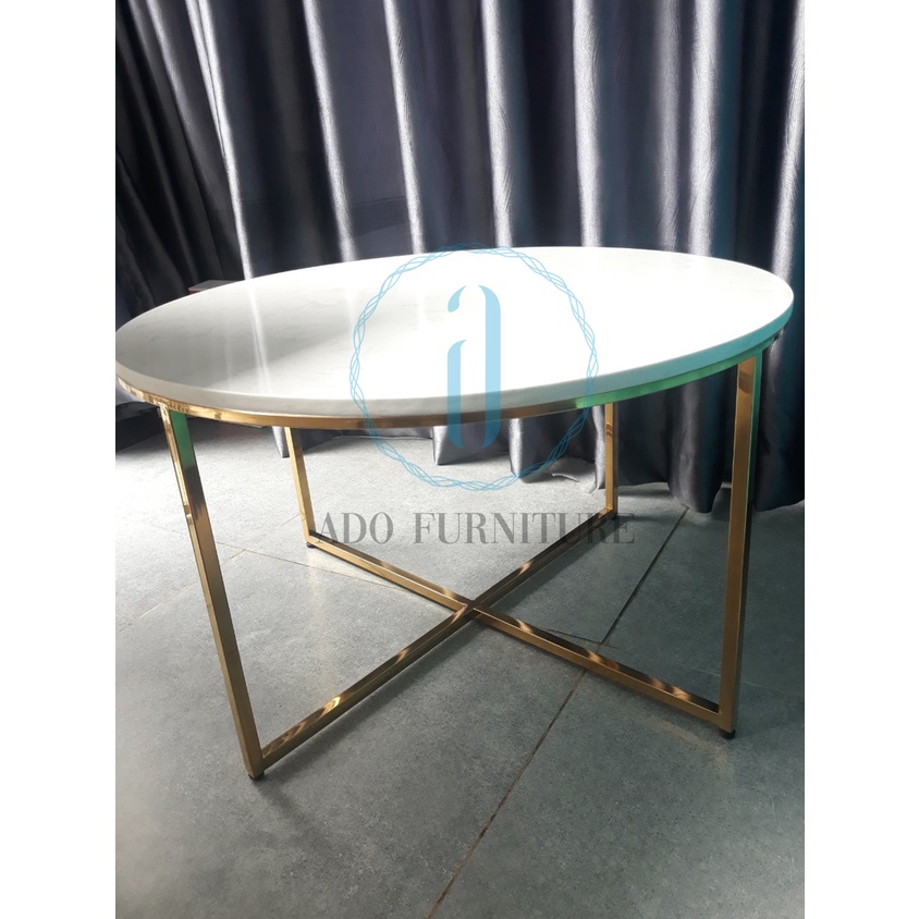 Bàn trà / Bàn sofa tròn mặt đá - khung inox 304 mạ vàng