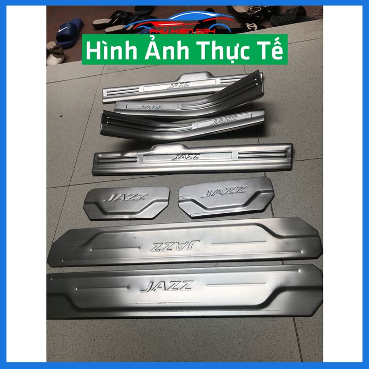 Bộ ốp bậc cửa trong ngoài Jazz 2014-2015-2016-2017-2018-2019-2020-2021-2022-2023 Inox chống trầy trang trí xe