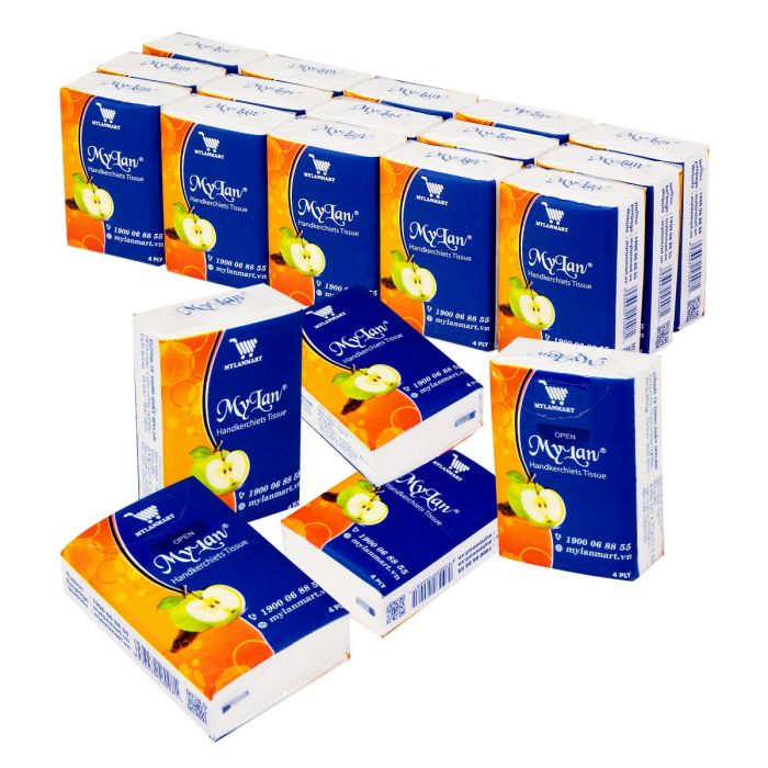 Khăn giấy bỏ túi cao cấp Mylan Quả Táo 1 lốc x 15 gói x 4 lớp - HTpaper