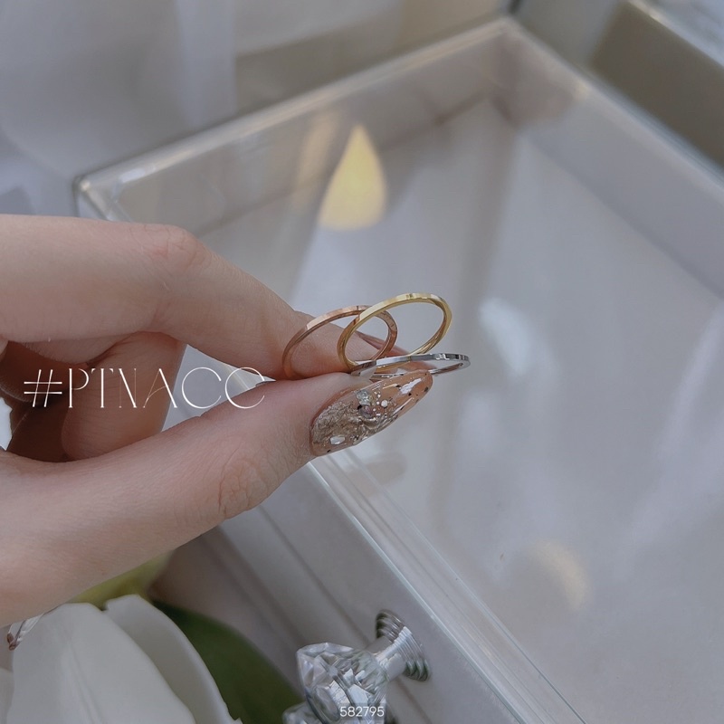 Set nhẫn titan, bộ nhẫn 3 chiếc rời siêu mảnh đơn giản .PTNACC.