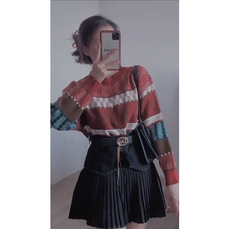 CHÂN VÁY XẾP LY KÈM ĐAI D R XÍCH