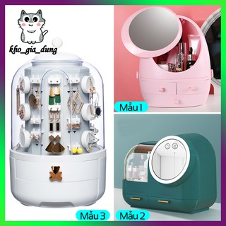 Hộp đựng mỹ phẩm 😻hot😻 kệ đựng mỹ phẩm, đồ trang điểm, trang sức có gương đèn led siêu sáng, quạt, xoay 180 độ