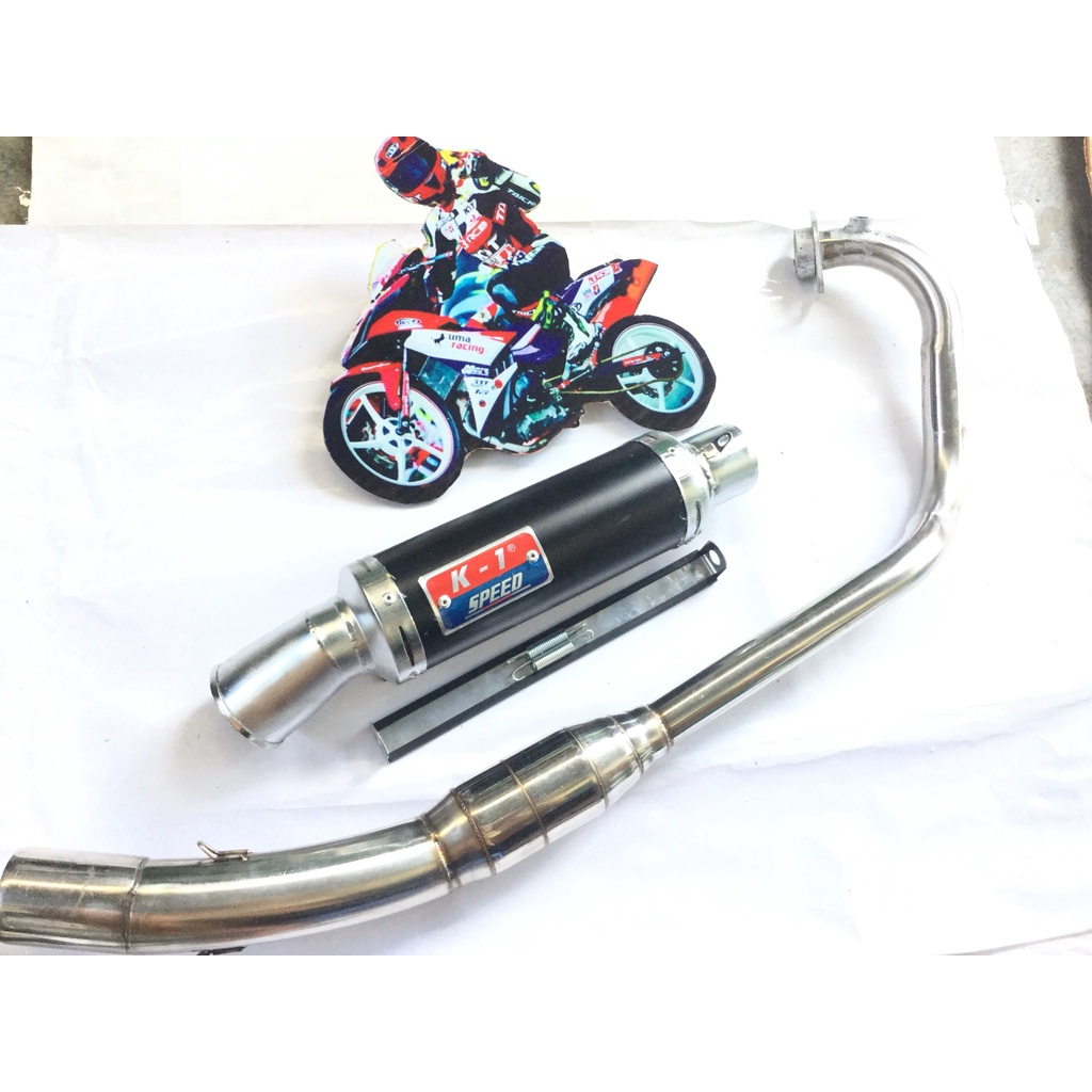 Pô K1 ĐEN cả cổ bầu hơi inox exicter, winer, sonic, raider, satria, gsx, fz, tfx, cbr, r15,...