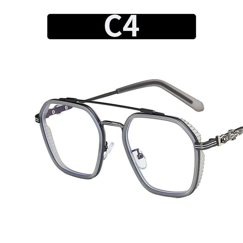 (YUZHU) New Fashion Anti Blue Light Double Beam Irregular Glasses for Men