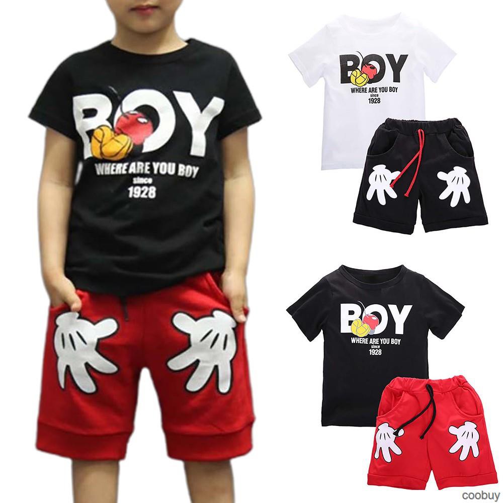 Set Đồ Ngắn In Hình Chuột Mickey Dễ Thương Cho Bé Trai