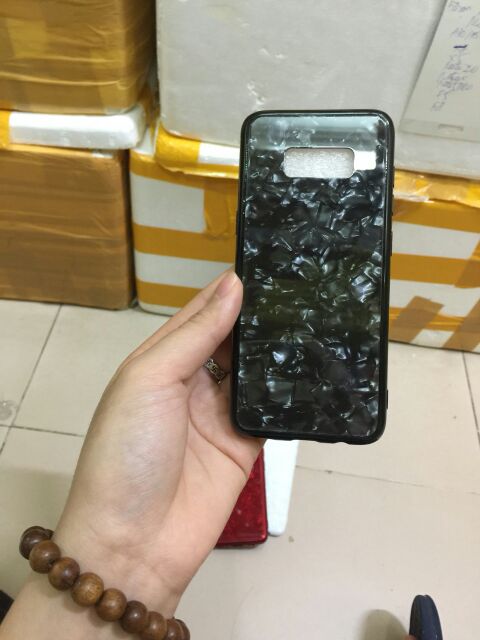 Ốp lưng kính vân đá viền dẻo samsung Note 9