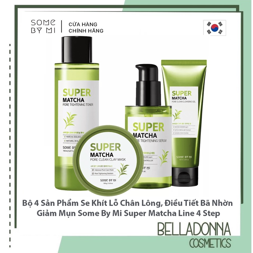 Bộ 4 Sản Phẩm Se Khít Lỗ Chân Lông, Điều Tiết Bã Nhờn Giảm Mụn Some By Mi Super Matcha Line